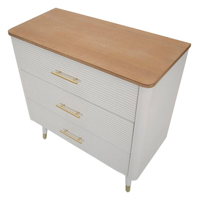 Commode en bois blanc avec 3 tiroirs