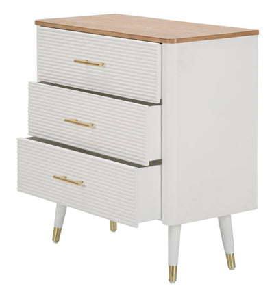 Commode en bois blanc avec 3 tiroirs