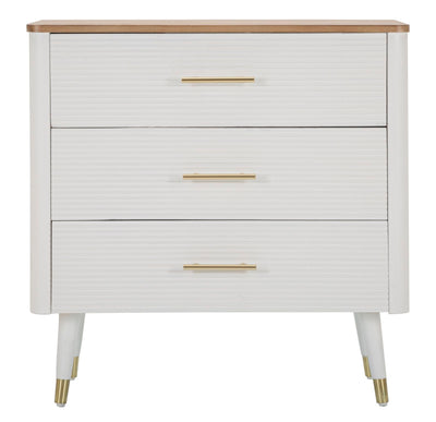 Commode en bois blanc avec 3 tiroirs