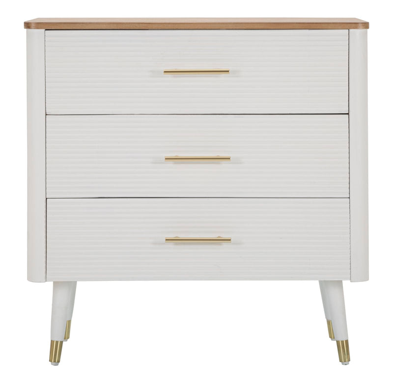 Commode en bois blanc avec 3 tiroirs