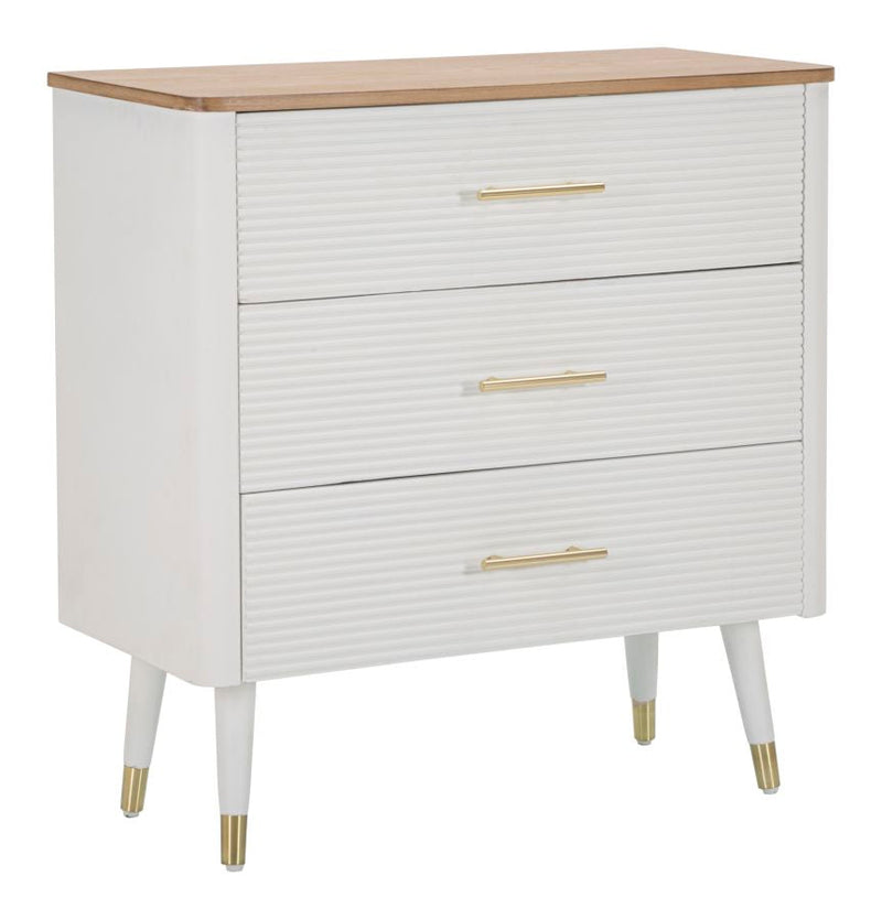 Commode en bois blanc avec 3 tiroirs