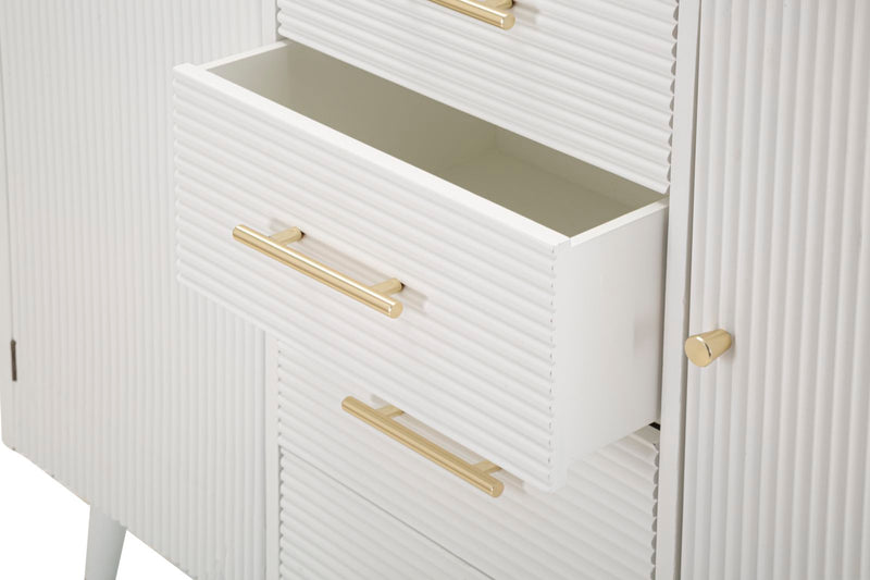 Armoire en bois blanc avec tiroirs – Rangement Matera