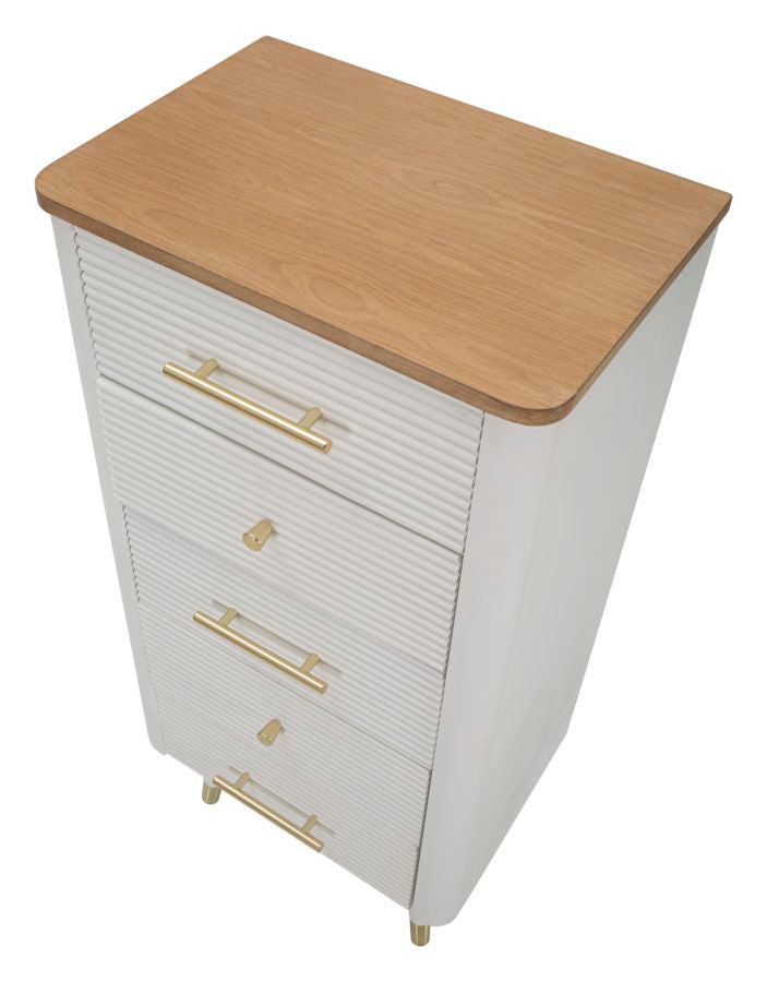 Commode en bois blanc avec plateau marron