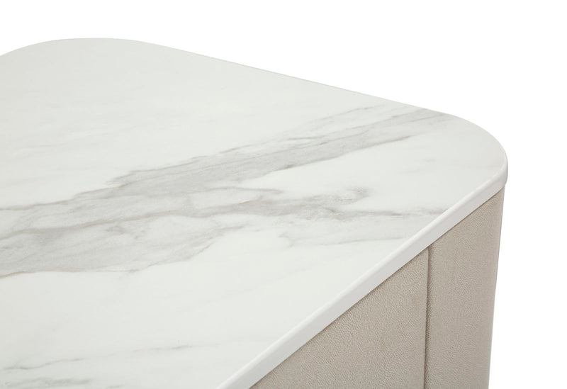 Table de chevet crème avec tiroir – Table de chevet beauté