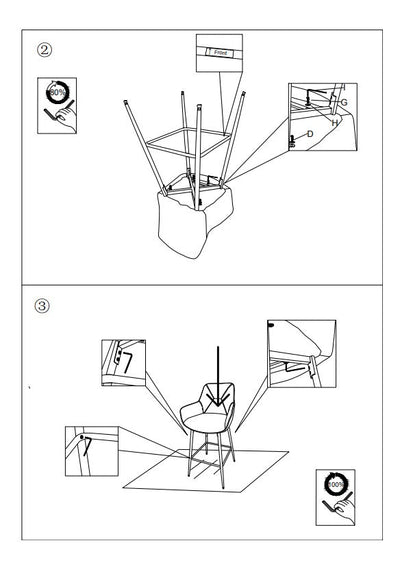 Tabouret de bar gris clair avec pieds en métal noir (paire)