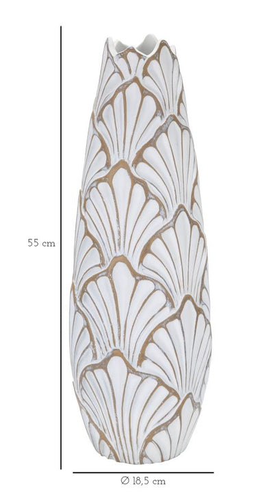 Grand vase moderne blanc avec motifs de coquillages