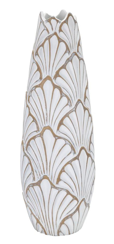 Grand vase moderne blanc avec motifs de coquillages