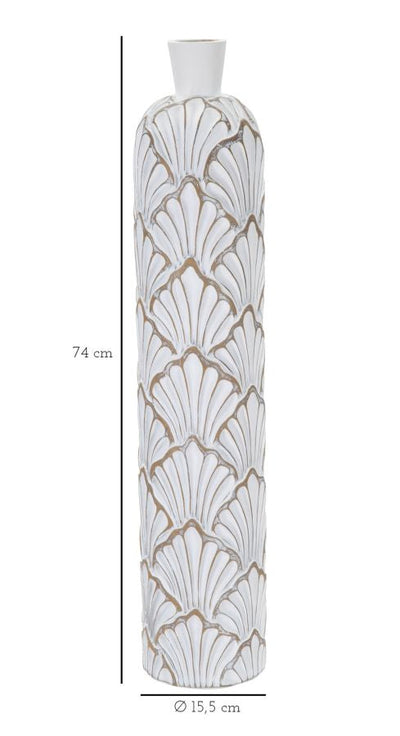 Grand vase moderne blanc avec motifs de coquillages