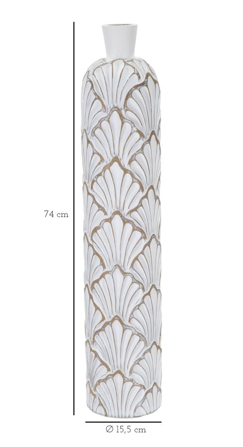 Grand vase moderne blanc avec motifs de coquillages