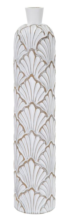 Grand vase moderne blanc avec motifs de coquillages