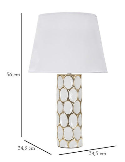 Lampe à poser géométrique en céramique blanche et dorée