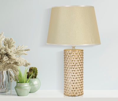 Lampe à poser Glam en céramique beige et dorée