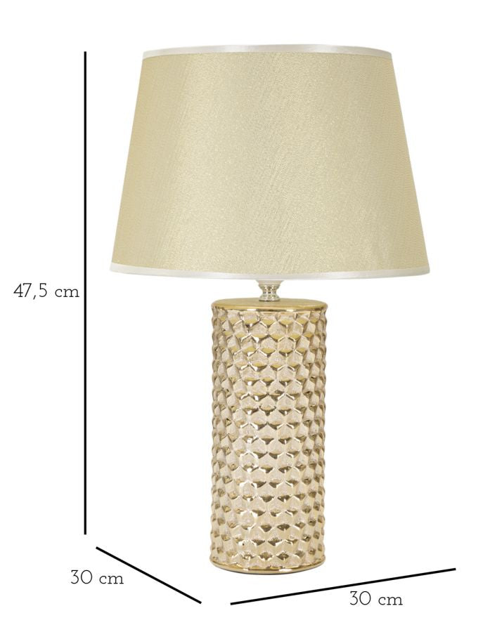 Lampe à poser Glam en céramique beige et dorée