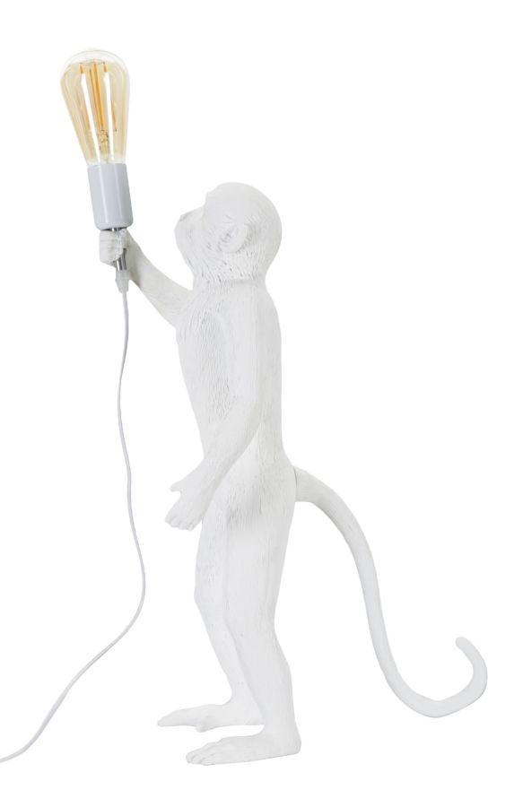 Lampe de table singe blanche sur pied