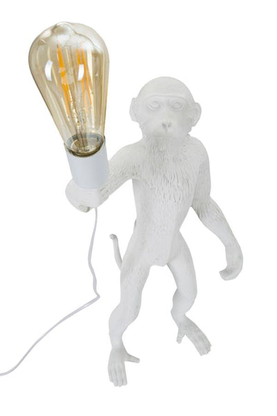 Lampe de table singe blanche sur pied