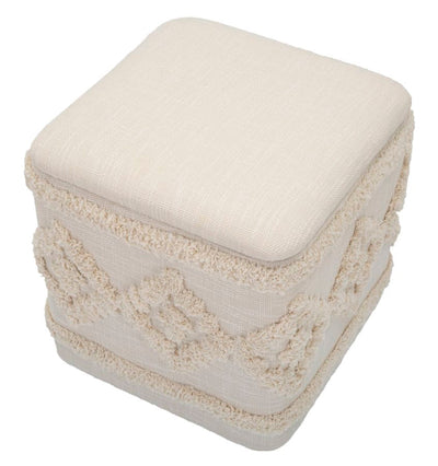 Pouf carré crème et boîte de rangement