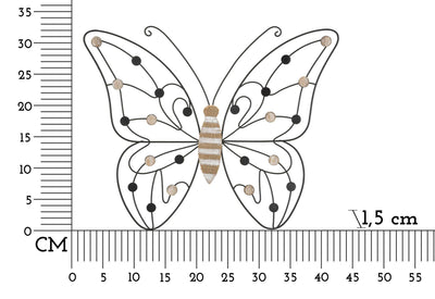 Décor mural représentant un grand papillon en métal et bois