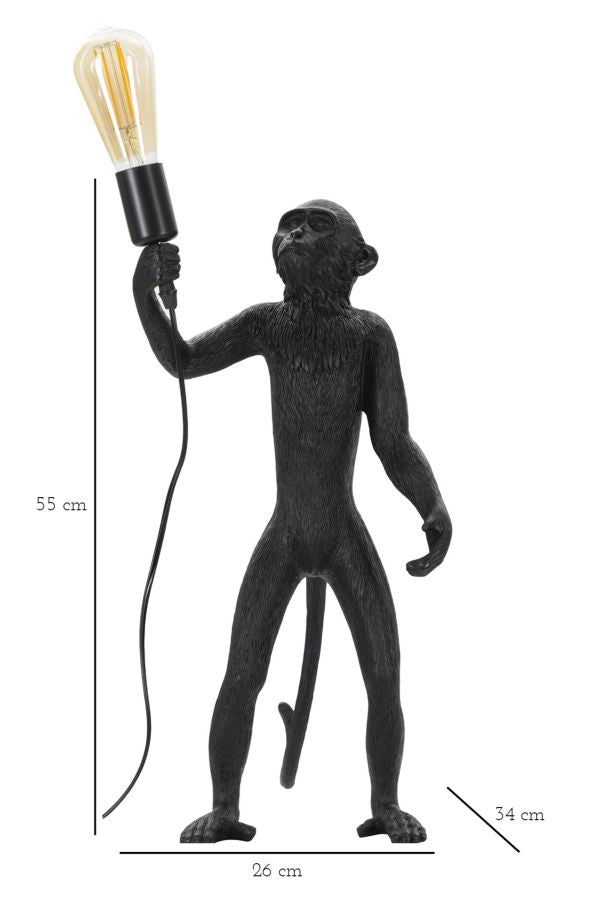 Lampe de table singe noire sur pied