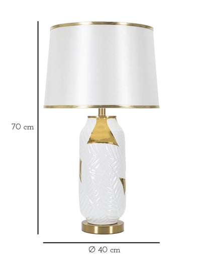 Lampe de table de luxe en céramique blanche et dorée