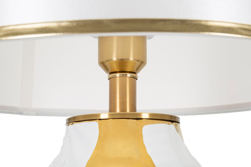 Lampe de table de luxe en céramique blanche et dorée