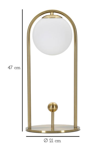 Lampe à poser en arc en métal doré