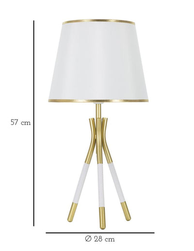 Lampe à poser en métal doré et blanc à 3 pieds