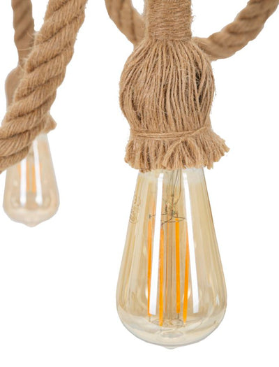 Plafonnier rond en corde avec structure métallique – Collection Circle