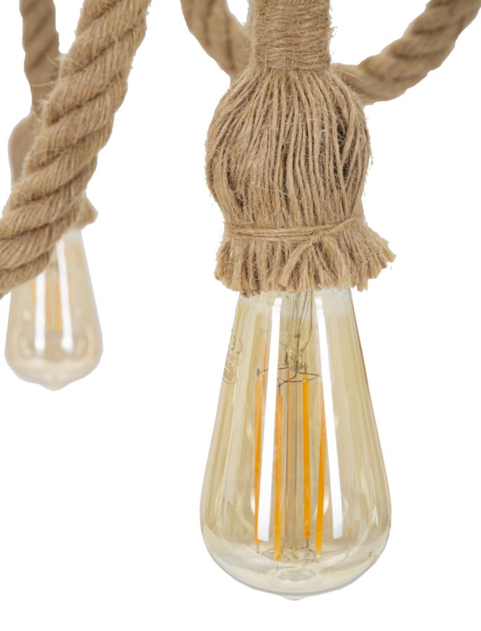 Plafonnier rond en corde avec structure métallique – Collection Circle