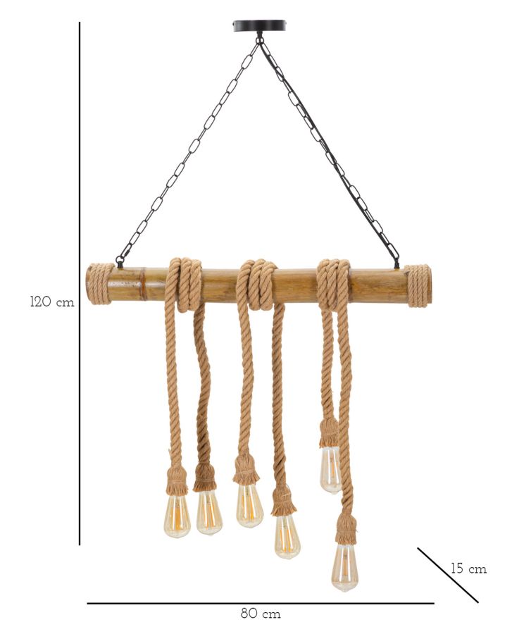 Suspension en bambou et corde – Natural Hanging Light