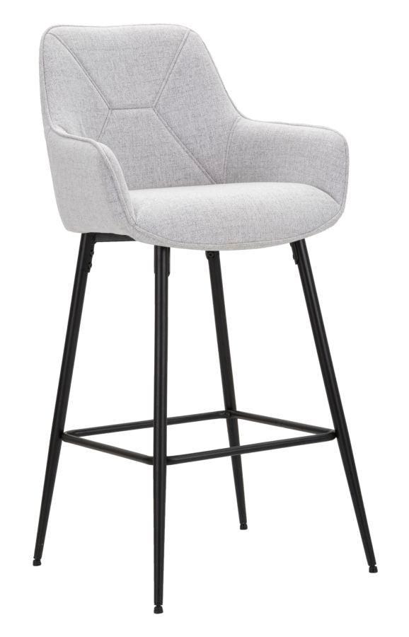 Tabouret de bar gris clair avec pieds en métal noir (paire)