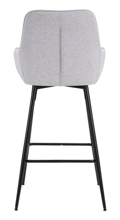 Tabouret de bar gris clair avec pieds en métal noir (paire)