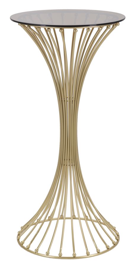 Table de bar en métal doré avec base décorative – Table d&