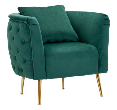 Fauteuil en velours vert émeraude – Fauteuil d'appoint rembourré Bucarest
