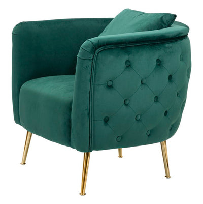 Fauteuil en velours vert émeraude – Fauteuil d'appoint rembourré Bucarest