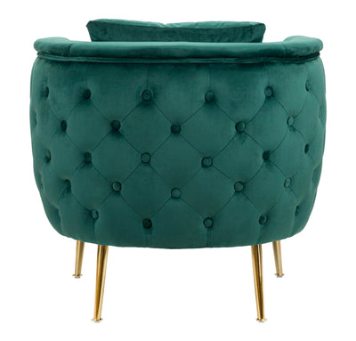 Fauteuil en velours vert émeraude – Fauteuil d'appoint rembourré Bucarest