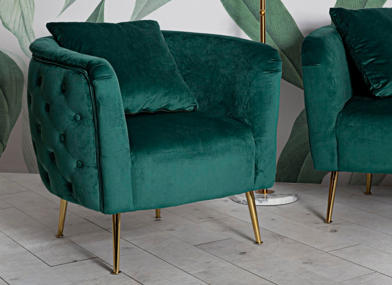 Fauteuil en velours vert émeraude – Fauteuil d&