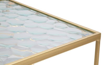 Lot de 2 tables d'appoint en verre avec base dorée – Collection Glassy