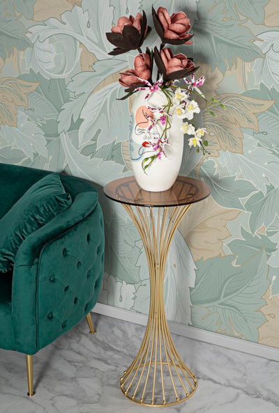 Table à piètement métallique doré avec base décorative – Style moderne Centur