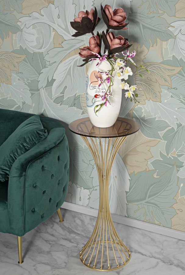 Table à piètement métallique doré avec base décorative – Style moderne Centur