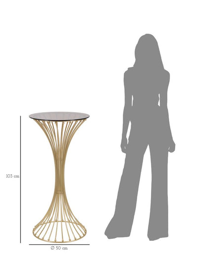 Table de bar en métal doré avec base décorative – Table d'appoint Centur