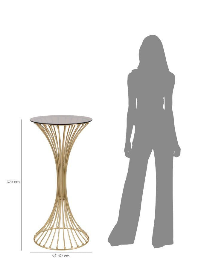Table de bar en métal doré avec base décorative – Table d&