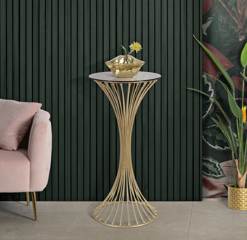 Table de bar en métal doré avec base décorative – Table d&