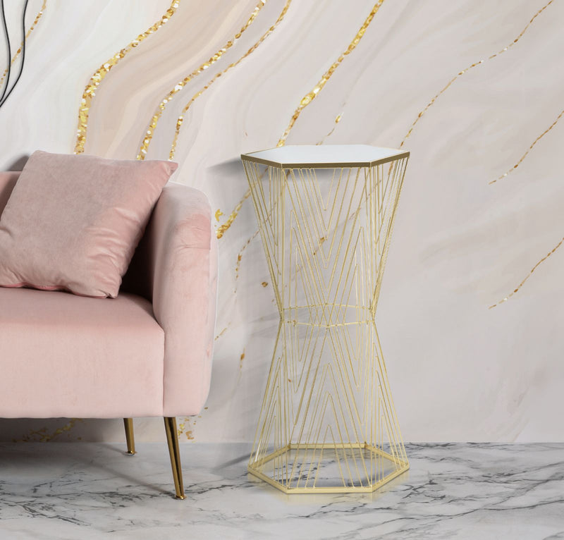 Table à piètement métallique doré – Lines 6 Modern Design