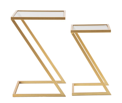 Lot de 2 tables d'appoint géométriques avec base en métal doré – Z Design