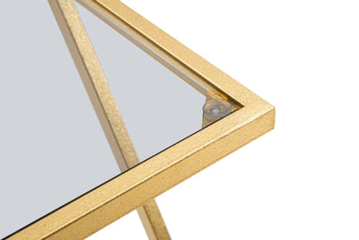 Lot de 2 tables d'appoint géométriques avec base en métal doré – Z Design