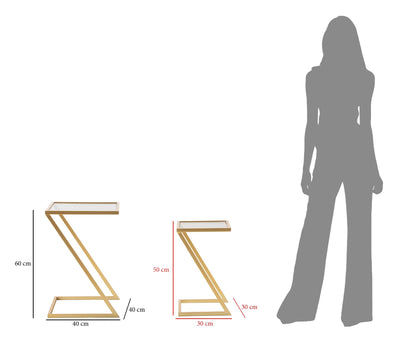 Lot de 2 tables d'appoint géométriques avec base en métal doré – Z Design