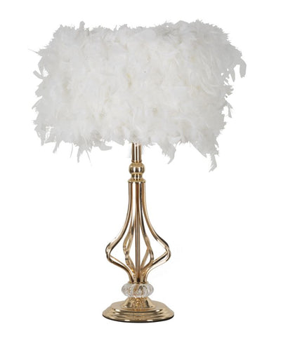 Lampe de table en plumes blanches avec pied décoratif – Tarty Design