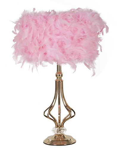 Lampe de table en plumes roses avec pied décoratif – Tarty Collection