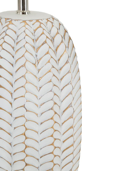 Lampe de table en céramique blanche avec abat-jour en tissu – Collection Leaf