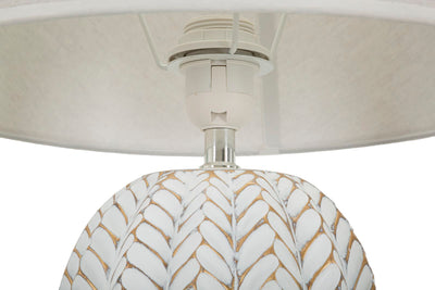 Lampe de table en céramique blanche avec abat-jour en tissu – Collection Leaf